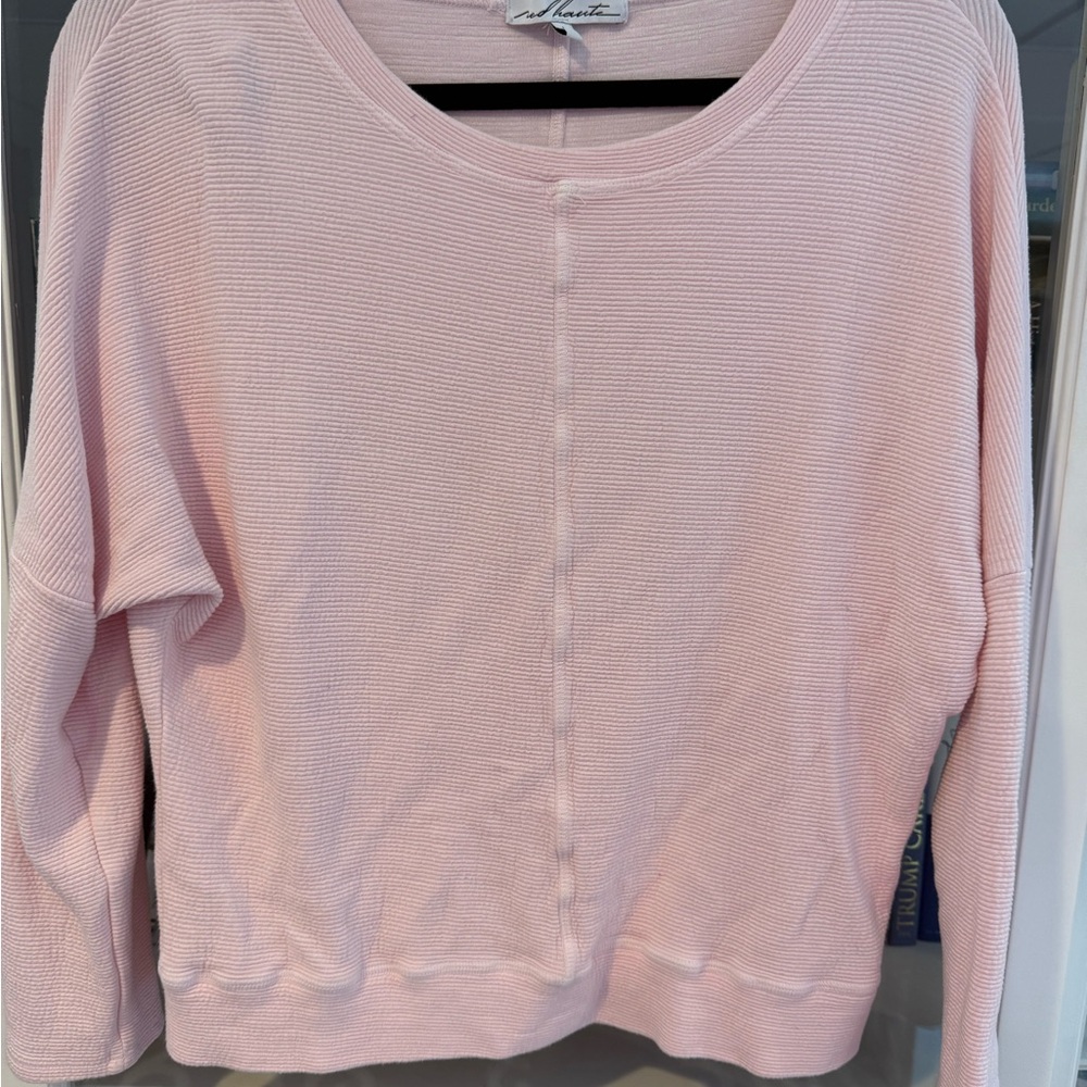 Red Haute Pale Pink Crewneck Waffle Knit Sweater